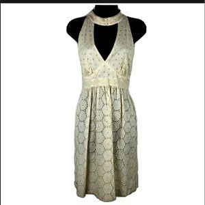 Anthropologie Anna Sui Midi dress 8 Grande Jatte Eyelet Sleeveless halter